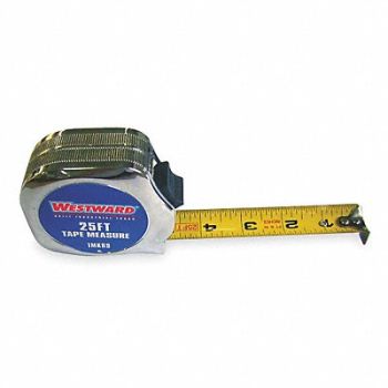 WESTWARD Tape Measure 1 x25 ft Carbon Steel, 1MKR9