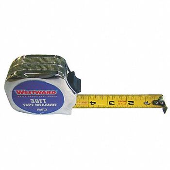 WESTWARD Tape Measure 1 x30 ft Carbon Steel, 1MKT2