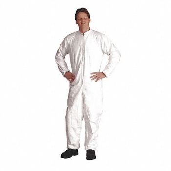DUPONT D2218 Collared Coveralls White XL Elastic PK25, 5WYJ4