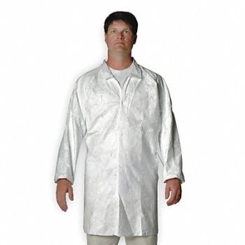 DUPONT D1435 Cleanroom Coat White Snaps 2XL PK30, 1MKX2