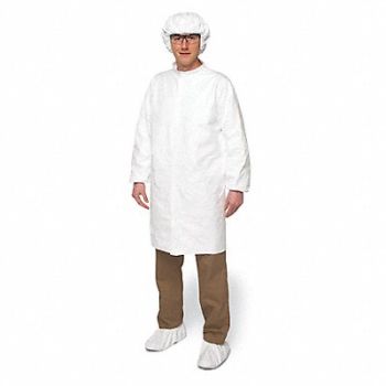 DUPONT D1431 Cleanroom Frock White Snaps 4XL PK30, 5WYJ6