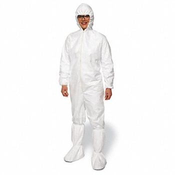 DUPONT D1429 Hooded Coveralls White M Elastic PK25, 1MKZ4