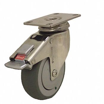 GRAINGER APPROVED Quiet-Roll Medical Plate Caster Swivel, 1MMJ2