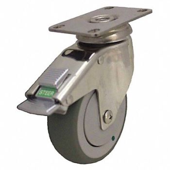 GRAINGER APPROVED Quiet-Roll Medical Plate Caster Swivel, 1MMJ3