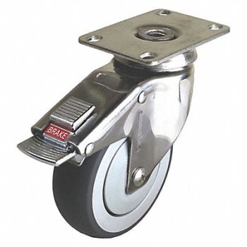 GRAINGER APPROVED Quiet-Roll Medical Plate Caster Swivel, 1MMH8