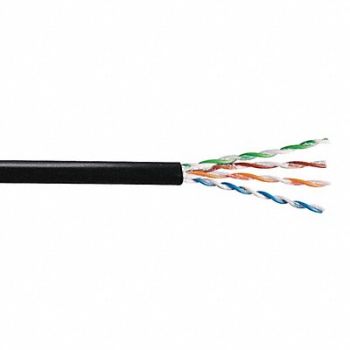 GENSPEED Data Cable Cat 6 23 AWG 1000ft Black, 1MWZ2