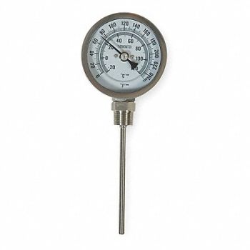 GRAINGER APPROVED Bimetal Thermom 5 In Dial 0 to 250F, 1NGD5