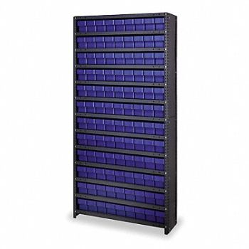 QUANTUM STORAGE SYSTEMS D5598 Enclosed Bin Shlvng 18x75x36in Blue, 1NTU7