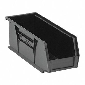 QUANTUM STORAGE SYSTEMS Hang and Stack Bin Black PP 4 in, 1NTV4
