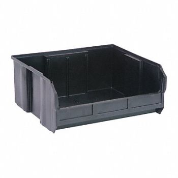 QUANTUM STORAGE SYSTEMS Hang and Stack Bin Black PP 7 in, 1NTW3