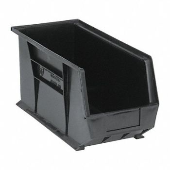 QUANTUM STORAGE SYSTEMS Hang and Stack Bin Black PP 9 in, 1NTW6