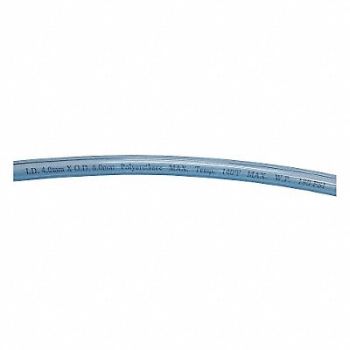 GRAINGER APPROVED Tubing 4mm ID x 6mm OD 250 Ft Clear Blue, 1PBU3