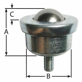 ASHLAND CONVEYOR Ball Transfer Threaded Stud 1 Ball Dia., 1PDX7