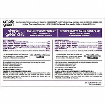 SIMPLE GREEN Secondary Bottle Label Paper PK10, 1PTE3