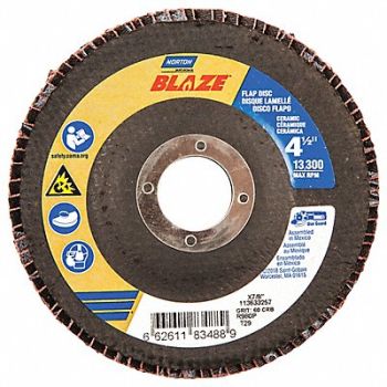 NORTON H7407 Fiber Disc 4 1/2 in Dia 7/8in Arbor, 1PYE7