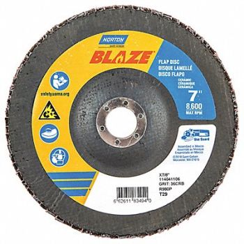 NORTON H7410 Fiber Disc 7 in Dia 7/8in Arbor 36 Grit, 1PYF4