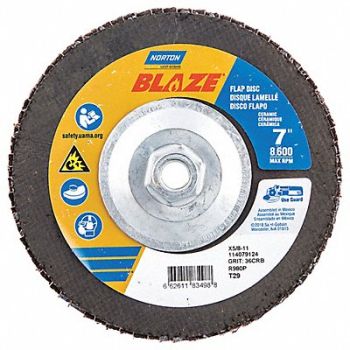 NORTON H7409 Fiber Disc 7 in Dia 5/8in Arbor 36 Grit, 1PYF8