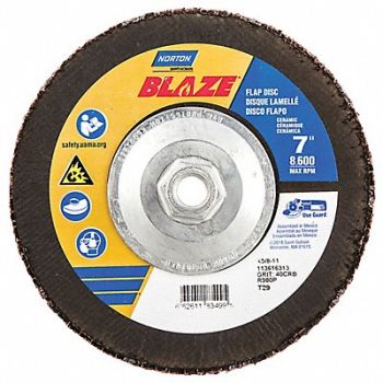NORTON H7409 Fiber Disc 7 in Dia 5/8in Arbor 40 Grit, 1PYF9