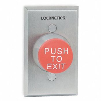 SCHLAGE ELECTRONICS Push to Exit Button Red Steel, 1RAD7