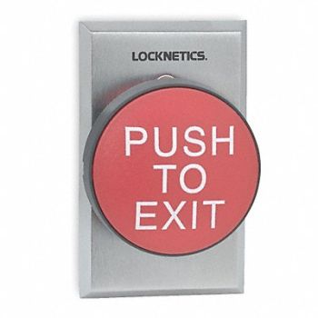 SCHLAGE ELECTRONICS Push to Exit Button Red Steel, 1RAD9