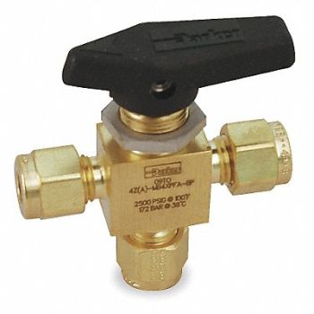 PARKER Brass BV 3-Way CompxCompxComp 3/8 in, 1RAK9