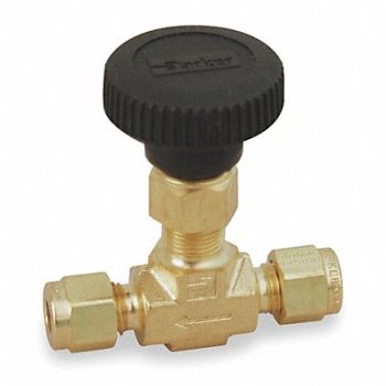 PARKER Needle Valve Straight Brass 1/2 In., 1RBB5