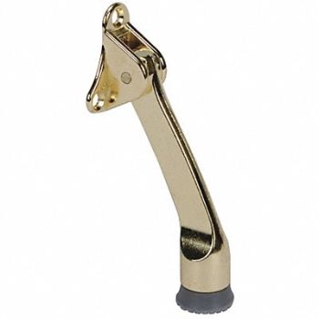 GRAINGER APPROVED Lever Door Holder Bright Brass Brass 4In, 4JG77