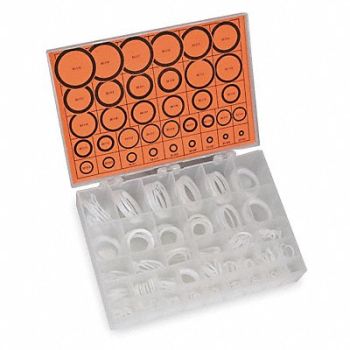 GRAINGER APPROVED Backup Ring Asst PTFE 325 Pcs 36 Sizes, 1RGZ7