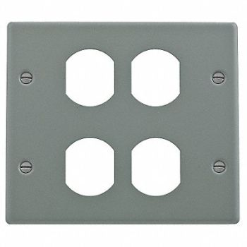 HUBBELL WIRING DEVICE-KELLEMS Duplex Plate Ivory Steel Plates, 1RYR6