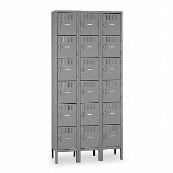 TENNSCO Box Locker Louvered 3 Wide 6 Tier Gray, 4LA22