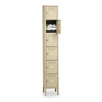 TENNSCO Box Locker Louvered 1 Wide 6 Tier Sand, 1RZX4