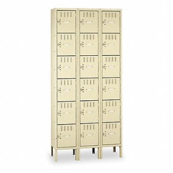 TENNSCO Box Locker Louvered 3 Wide 6 Tier Sand, 1RZX5