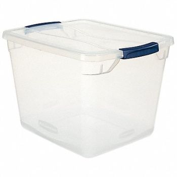 RUBBERMAID Storage Tote Clear Solid Polypropylene, 60VZ26