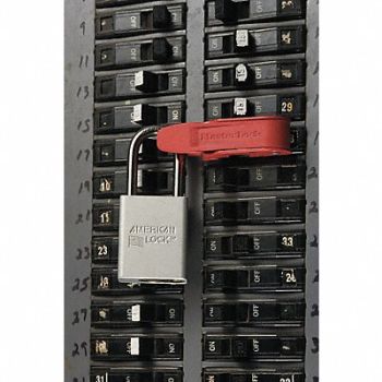 MASTER LOCK Circuit Breaker Lockout Red Steel, 1TDB2