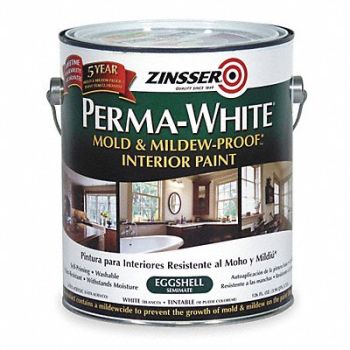 ZINSSER Latex Acryl InteriorWhite Eggshell 1gal, 4HFE3
