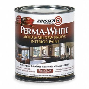 ZINSSER Latex Acryl InteriorWhiteSemiGlos 1 qt, 4HFE1