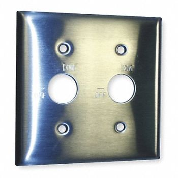 HUBBELL Barrel Key Wall Plate 2 Gang Silver, 1TJX3