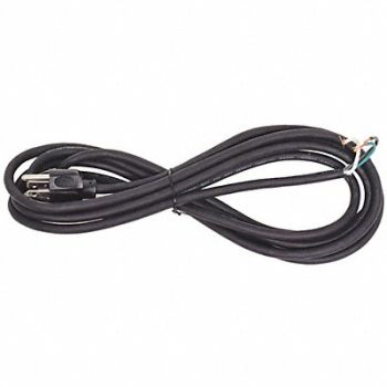 GRAINGER APPROVED Power Cord 5-15P SJO 12 ft Blk 10A 18/3, 1TNA2
