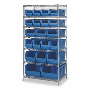 QUANTUM STORAGE SYSTEMS D5604 Bin Shlvng 24inx74inx36in Blue, 1UVT3