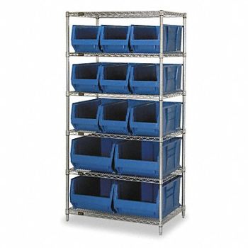 QUANTUM STORAGE SYSTEMS D5606 Bin Shlvng 30inx74inx36in Blue, 1UVT5