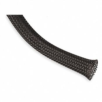 TECHFLEX Braided Sleeving 2.000 in 10 ft Black, 2RMD3