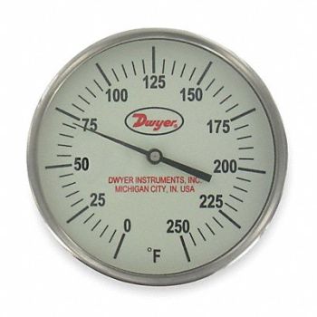 DWYER K3120 Bimetal Thermom 5 In Dial 0 to 250F, 1UYX8