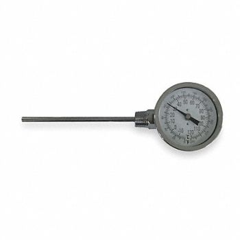 DWYER Bimetal Thermom 3 In Dial 0 to 250F, 1UZF3