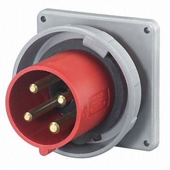 HUBBELL IEC Pin and Sleeve Inlet 30A 480V Red, 3D765