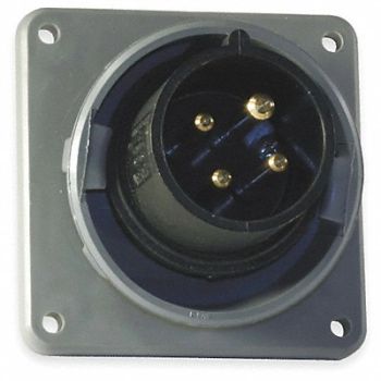 HUBBELL IEC Pin and Sleeve Inlet 20A 600V Black, 1VCN2