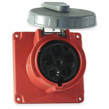 HUBBELL WT Pn Slv Rec Red 100 A 4Pl Three, 1VCP6