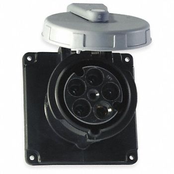 HUBBELL WT Pn Slv Rec Black 20 A 4Pl Three, 1VCP9