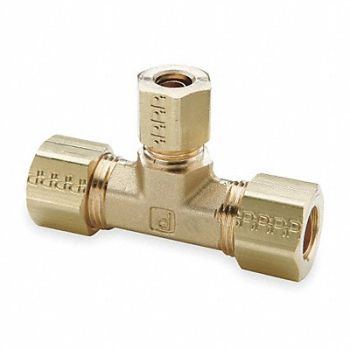 PARKER Union Tee Brass Comp 3/8x3/8x1/4In PK10, 1VDF3