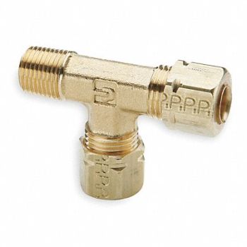 PARKER Run Tee Brass CompxM 3/8Inx1/4In PK10, 1VDN7