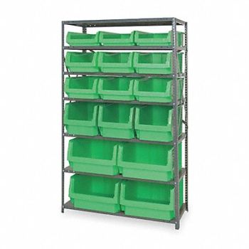 QUANTUM STORAGE SYSTEMS D5571 Bin Shlvng 18inx75inx42in Green, 1VH17